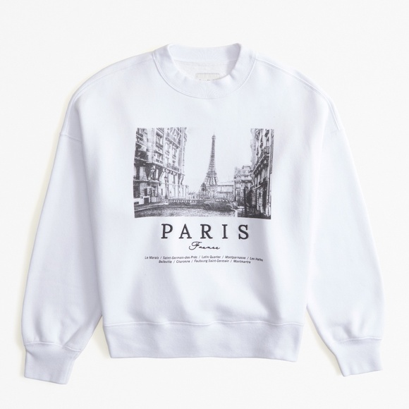 NWT A&F Paris Photoreal Graphic Classic Sunday Crew - Picture 1 of 1